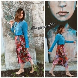 NWT, Anthropologie, Brina Midi Floral Print Skirt